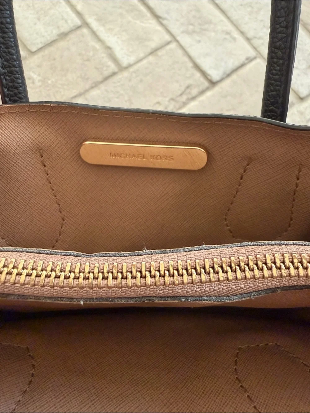 Michael Kors Black Mini Leather Satchel Handbag Gold Hardware